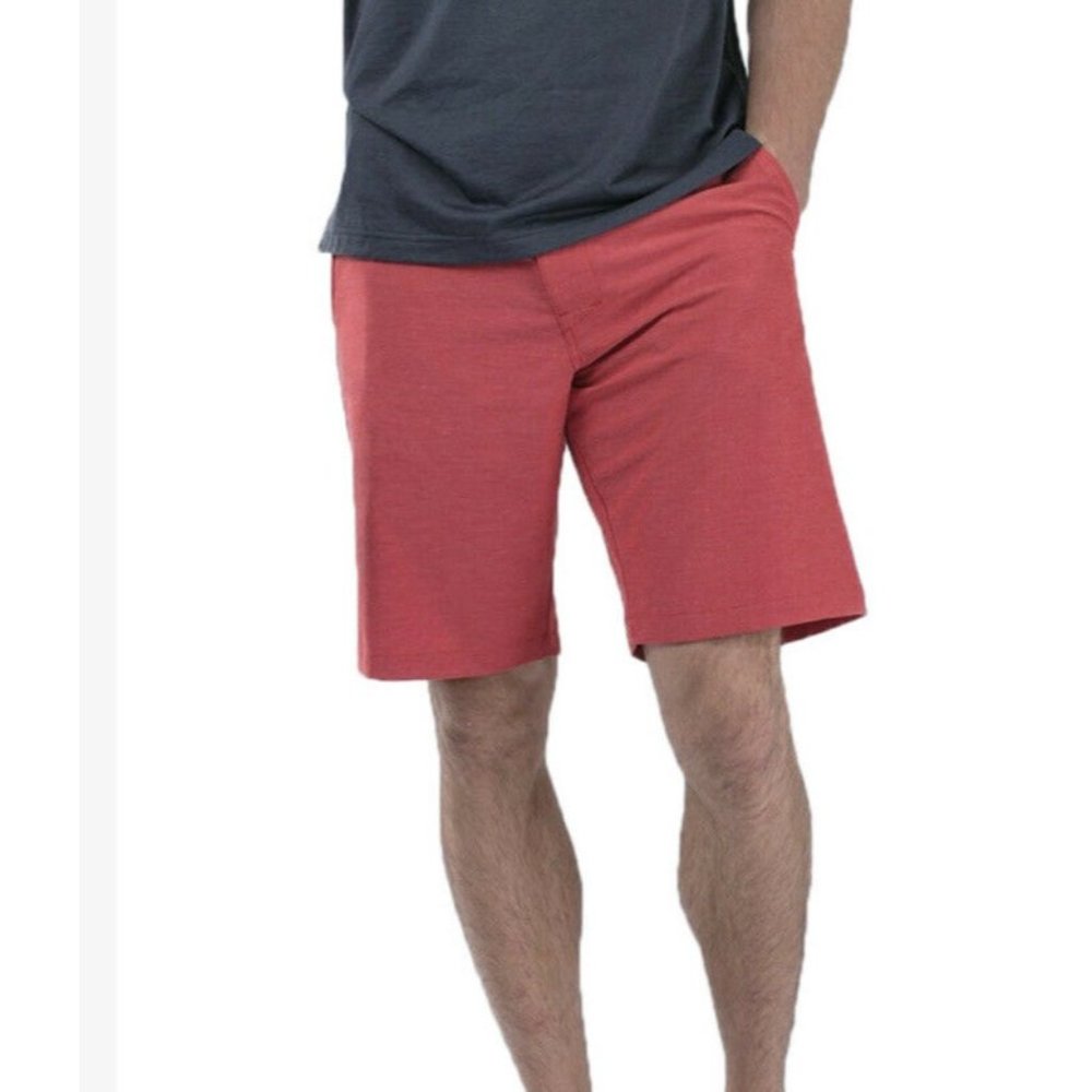 Travis Mathew Shorts Performance Athletic Button Zip Golf Red Mens Size 32